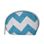 180552-AQUA/WHITE CHEVRON DESIGN COSMETIC OR COIN PURSE